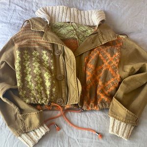 Free People Cropped Embroidered Jacket